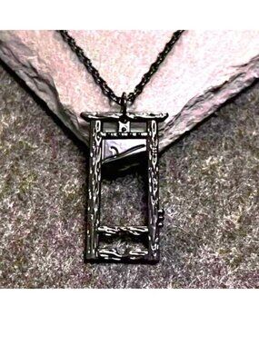 Necklace Guillotine Goth Rave Scene Emo Rock Skull Dark Edgy Kill Blade Trendy